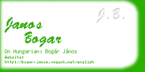 janos bogar business card